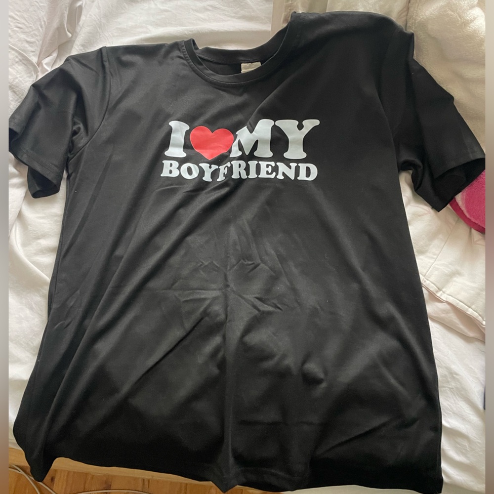 Black 'I Love My Boyfriend' T-Shirt